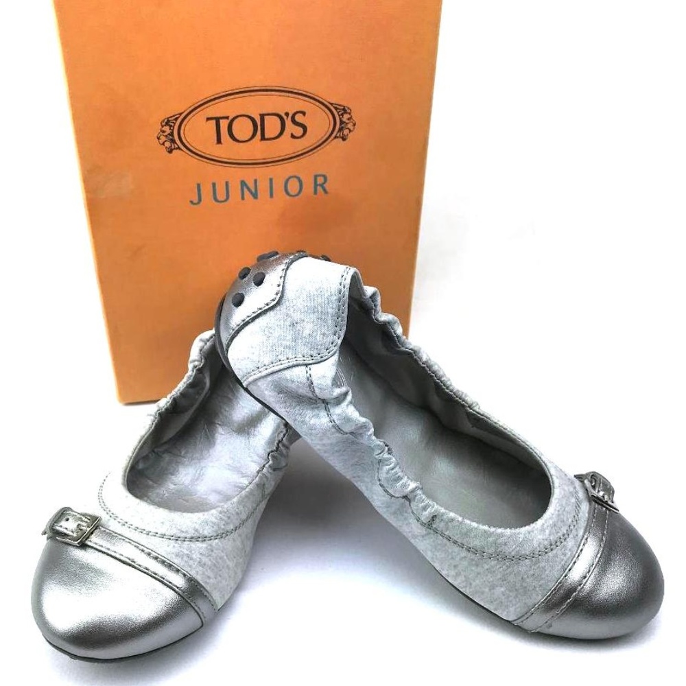 TOD'S Girls' Heather Gray Ballet Flats-Leather